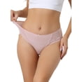 thumbnail image 1 of Allegra K Women's Lace Underwear Mid-Waist Full Coverage Stretchy Briefs Thin Breathable Striped Knickers, 1 of 4