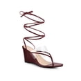 thumbnail image 1 of BLISSFUL STEP Women's Lace Up Clear Strap Flip Flops Wedge Sandals Burgundy 7, 1 of 8