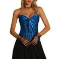 thumbnail image 1 of INSPIRE CHIC Women's Lace Up Corset Strapless Victorian Boned Bustier Corset Tops L Dark Blue, 1 of 5