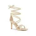 thumbnail image 1 of BLISSFUL STEP Women's Lace Up Heel Stiletto High Heels Sandals Beige 9, 1 of 6