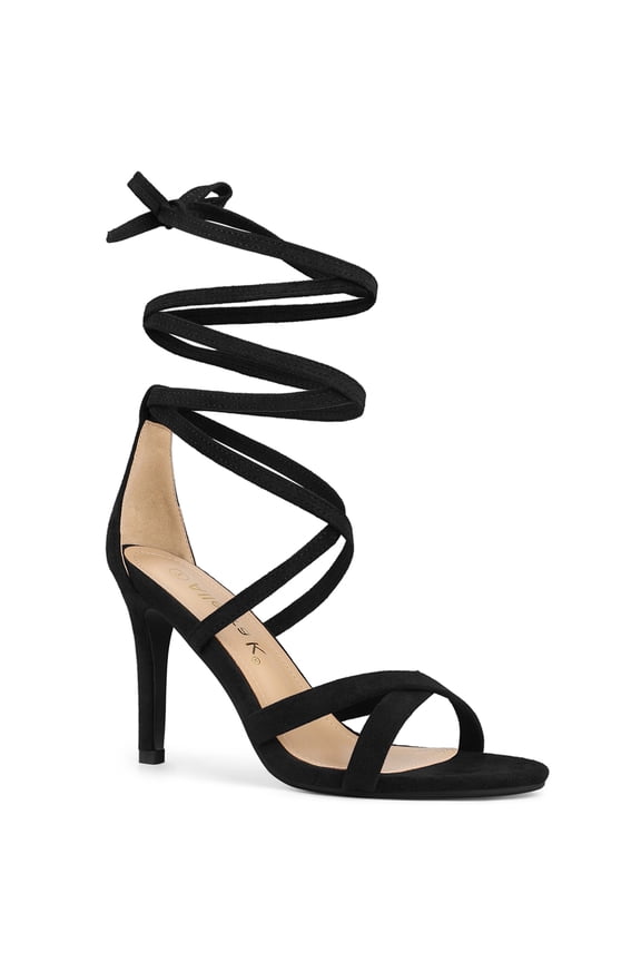 Women's Lace Up Heel Stiletto High Heels Sandals Black 10