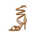 thumbnail image 1 of BLISSFUL STEP Women's Lace Up Heel Stiletto High Heels Sandals Brown 7, 1 of 6