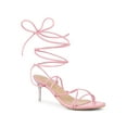 thumbnail image 1 of BLISSFUL STEP Women's Lace Up Open Toe Strappy Stiletto Heels Sandals, 1 of 7