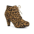 thumbnail image 1 of BLISSFUL STEP St. Patrick's Day Women's Ankle Boots Lace Up Platform Chunky Heel Leopard 9, 1 of 7