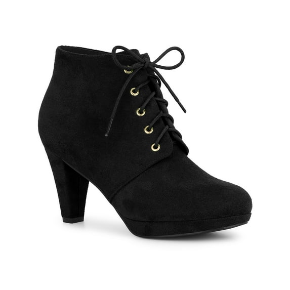 BLISSFUL STEP St. Patrick's Day Women's Ankle Boots Lace Up Platform Chunky Heel Black 8