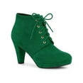 thumbnail image 1 of BLISSFUL STEP St. Patrick's Day Women's Ankle Boots Lace Up Platform Chunky Heel Emerald Green 8, 1 of 7