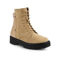 thumbnail image 1 of BLISSFUL STEP Women's Lace Up Platform Chunky Heel Combat Boots Khaki 6, 1 of 6