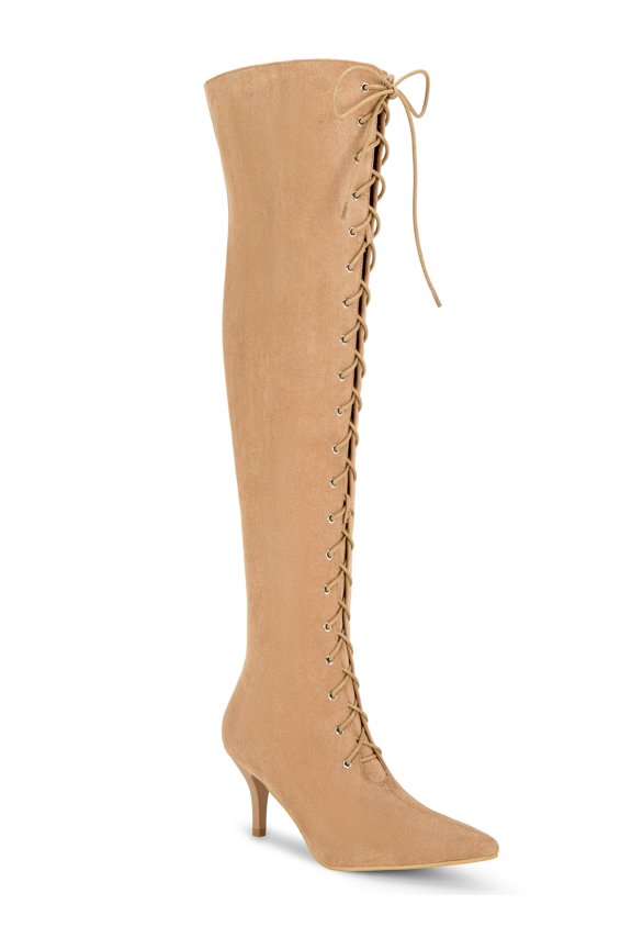 Women's Lace Up Stiletto Heel Over the Knee High Boots