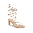 thumbnail image 1 of BLISSFUL STEP Women's Lace Up Strappy Block High Heel Sandals, 1 of 7
