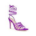 thumbnail image 1 of BLISSFUL STEP Women's Lace Up Strappy Slingback Stiletto High Heel Sandals Purple 9.5, 1 of 8