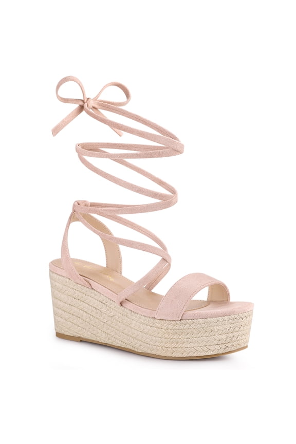 Women's Lace Up Wedge Heel Platform Slingback Strappy Sandals