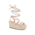 thumbnail image 1 of BLISSFUL STEP Women's Lace Up Wedge Heel Platform Slingback Strappy Sandals, 1 of 7