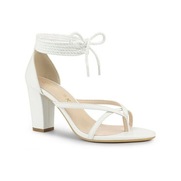Allegra K Women's Lace up Heels Sandals Chunky Heel Flip Flops Sandals
