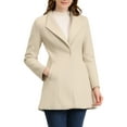 thumbnail image 1 of INSPIRE CHIC Women's Lapel Collar Buttoned Outwear Elegant Work Notch Trench Winter Coat 3XL Beige, 1 of 7