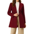 thumbnail image 1 of INSPIRE CHIC Women's Lapel Collar Buttoned Outwear Elegant Work Notch Trench Winter Coat XL Burgundy, 1 of 6