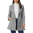 thumbnail image 1 of INSPIRE CHIC Women's Lapel Collar Buttoned Outwear Elegant Work Notch Trench Winter Coat XL Grey, 1 of 6