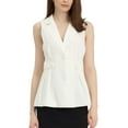 thumbnail image 1 of INSPIRE CHIC Women's Lapel Collar Waistcoat Vest Pleated Sleeveless Vest Jacket White XL, 1 of 5