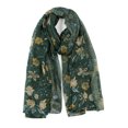 thumbnail image 1 of INSPIRE CHIC Women's Large Balinese Yarn Floral Print Scarves Beach Shawl Vintage Wrap Dark Green, 1 of 6