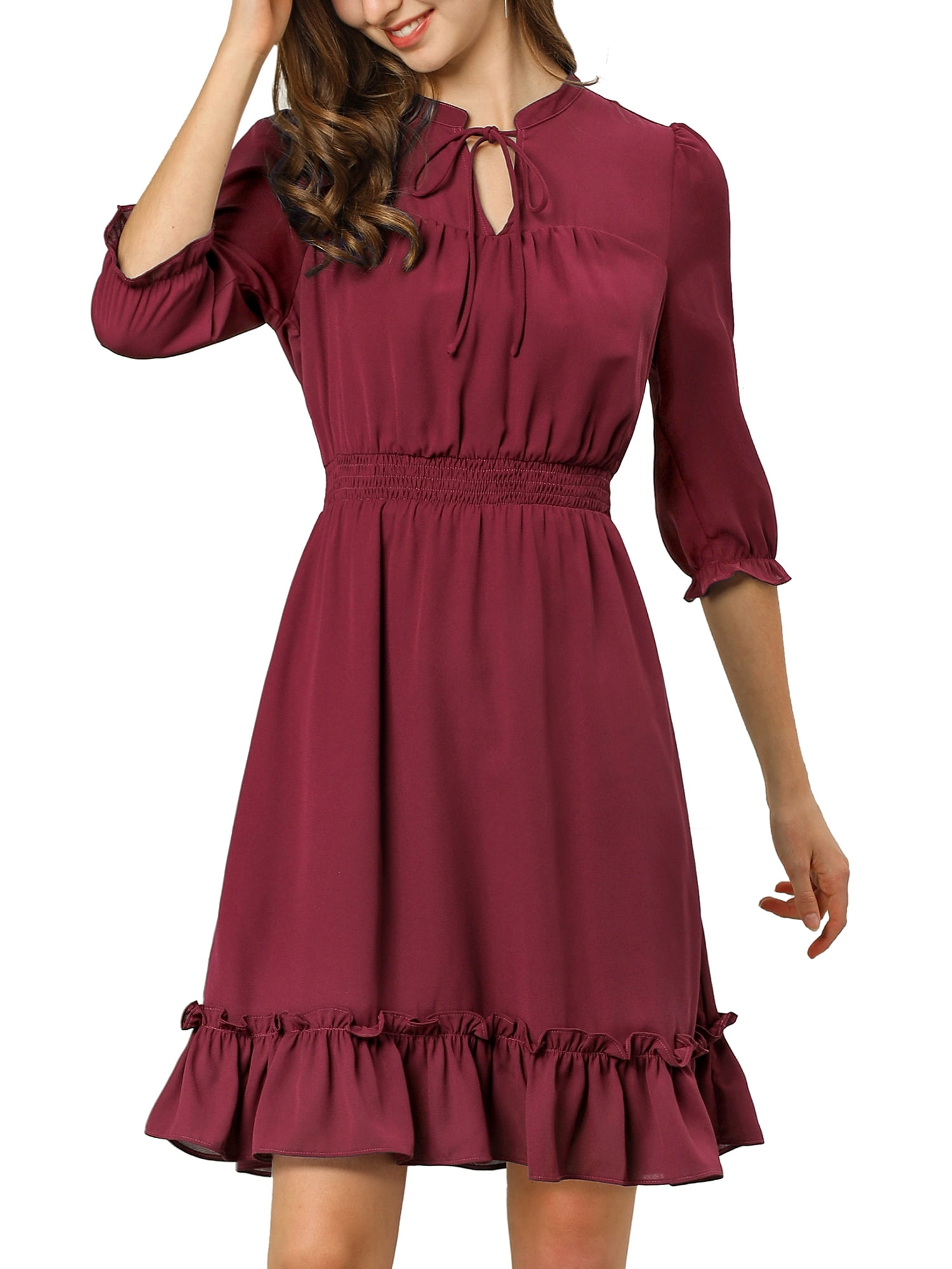 Women's Graceful Fashionable Chiffon Stitching Hem Sleeve Dresses