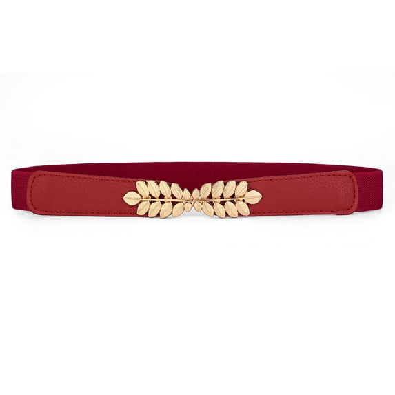 INSPIRE CHIC Women's Halloween Leaf Shaped Interlocking Buckle Stretchy Cinch Belts Red