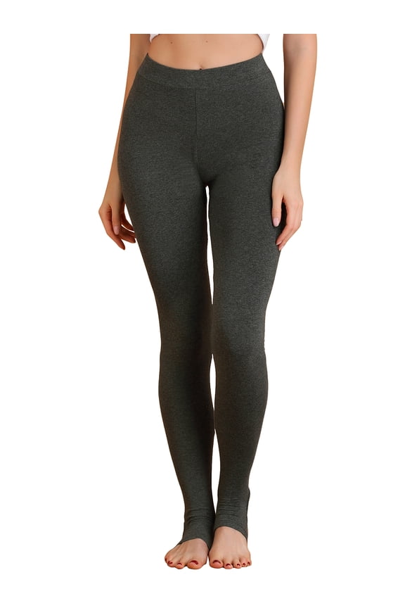 Women's Cotton Leggings Elastic Waistband Gym Yoga Soft Christmas Stirrup Pants Tights L Dark Grey