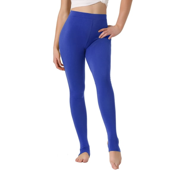 REFINED ATTIRE Women's Cotton Leggings Elastic Waistband Gym Yoga Soft Stirrup Tights Pants S Royal Blue