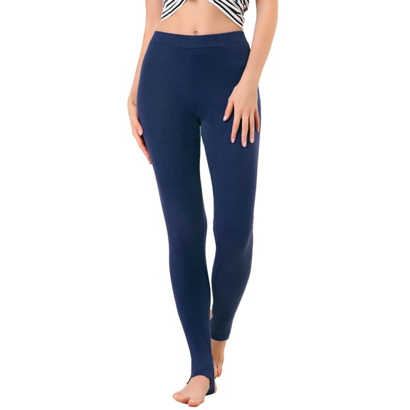 Women's Cotton Leggings Elastic Waist Yoga Stirrup Pants Tights for Comfortable and Stylish Wear XS Dark Blue