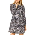 thumbnail image 1 of Allegra K Women's Leopard Keyhole Above Knee Pleated a-Line Dress, 1 of 6
