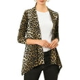 thumbnail image 1 of INSPIRE CHIC Women's Leopard Print Long Sleeve Open Front Cardigan Black XS, 1 of 8