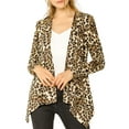 thumbnail image 1 of INSPIRE CHIC Women's Leopard Print Long Sleeve Open Front Cardigan Beige Brown M, 1 of 8