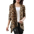 thumbnail image 1 of INSPIRE CHIC Women's Leopard Print Long Sleeve Open Front Cardigan Beige Coffee M, 1 of 8