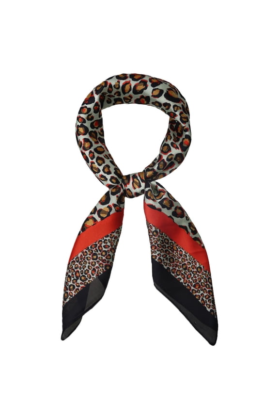 Women's Leopard Print Square Scarves Neck Scarf Neckerchief Orange
