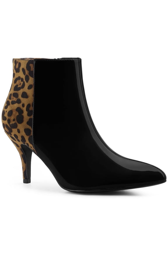 Women's Shoes Pointy Toe Print Stiletto Heel Boots Black 10