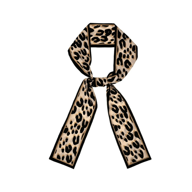 Allegra K Women's Leopard Ribbon Long Skinny Scarf Hairband Waistband Scarf  
