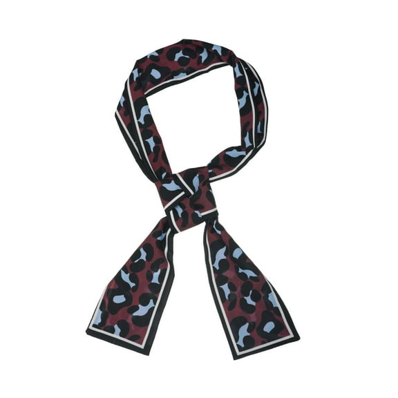 INSPIRE CHIC Women's Leopard Ribbon Long Skinny Scarf Hairband Waistband Scarf Wine Red