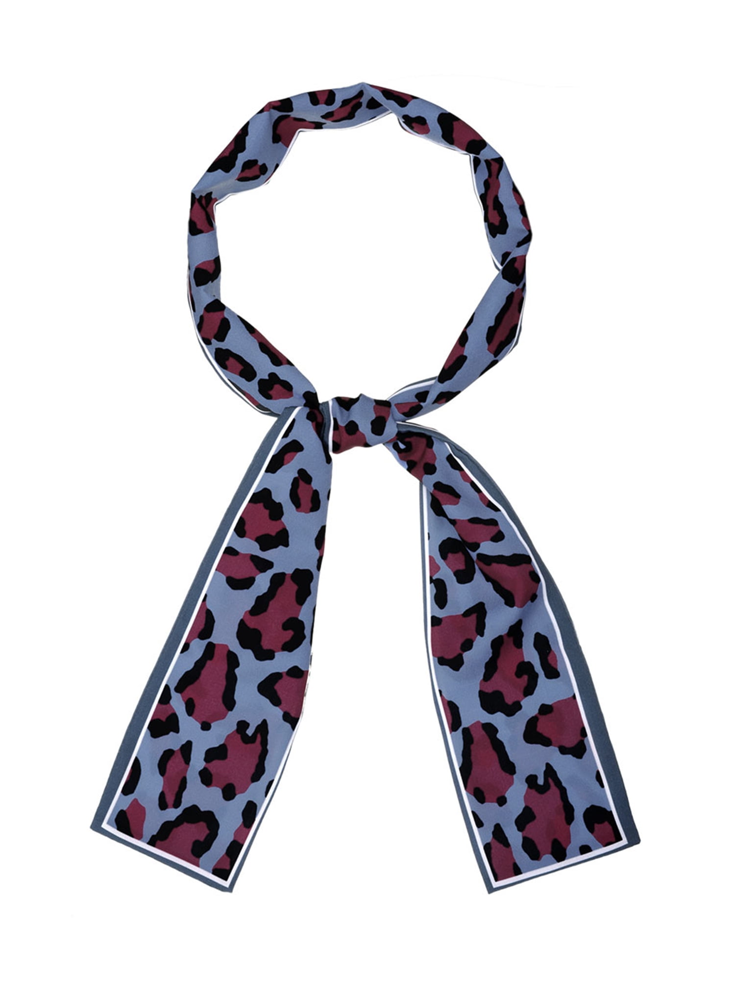 Allegra K Leopard Ribbon Long Narrow Skinny Scarf for Women