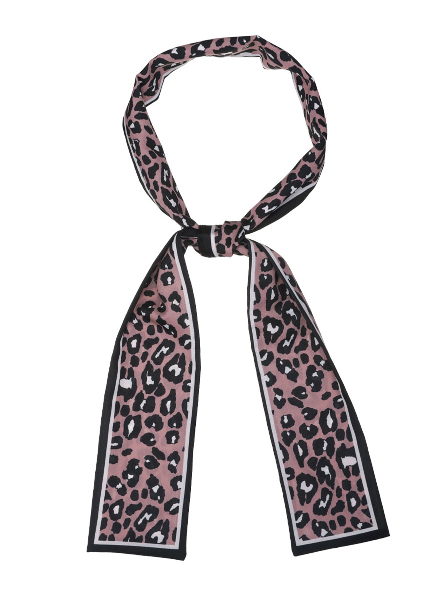 Allegra K Leopard Ribbon Long Narrow Skinny Scarf for Women
