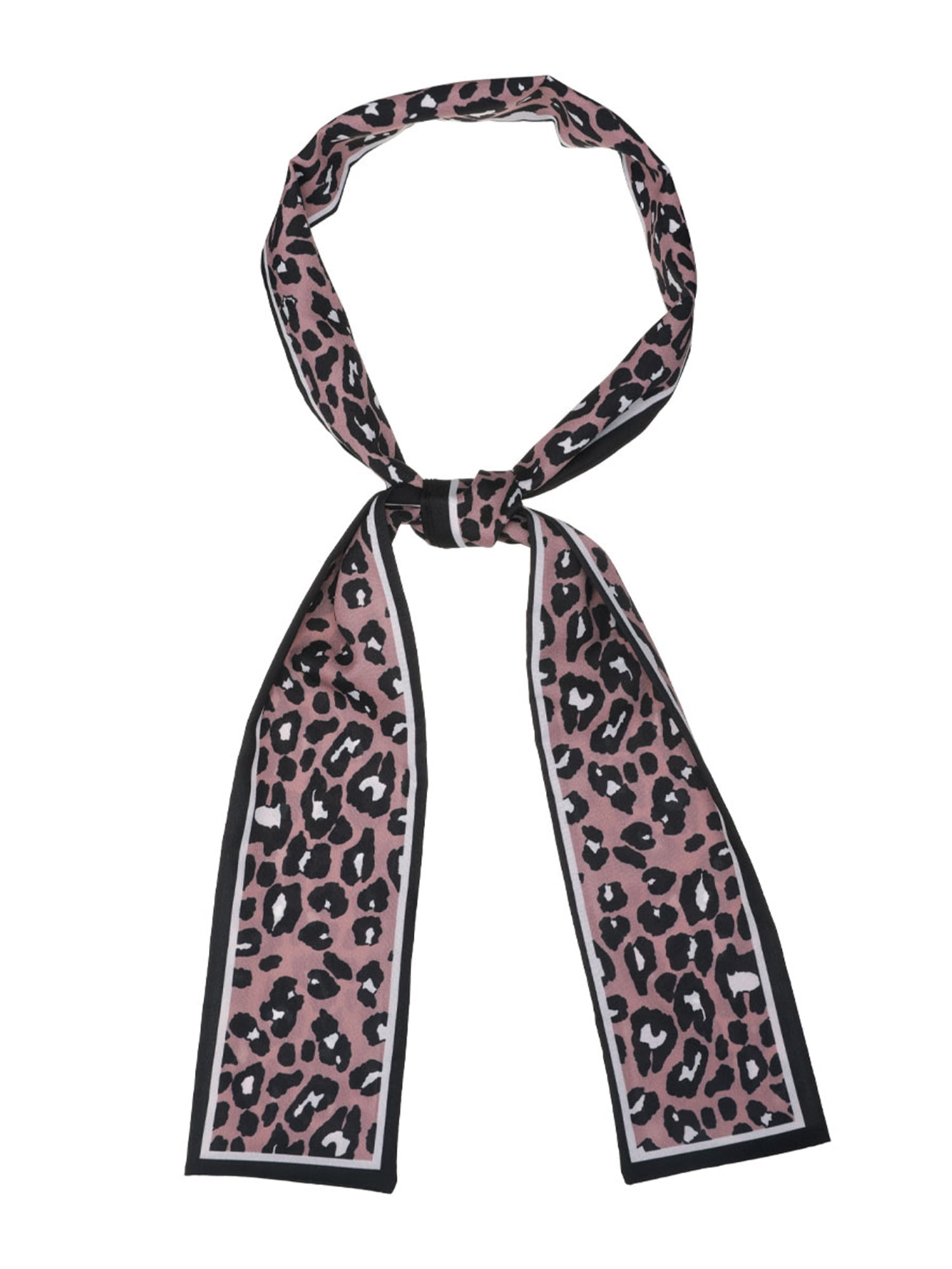 Allegra K Women's Leopard Ribbon Long Skinny Scarf Hairband Waistband Scarf  