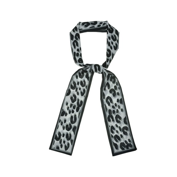 INSPIRE CHIC Women's Leopard Ribbon Long Skinny Scarf Hairband Waistband Scarf Gray