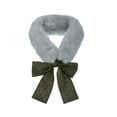 thumbnail image 1 of INSPIRE CHIC Women's Leopard Ribbons Faux Fur Collar Scarf Plush Neck Scarves Green, 1 of 4