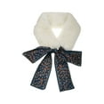 thumbnail image 1 of INSPIRE CHIC Women's Leopard Ribbons Faux Fur Wrap Collar Scarf Plush Neck Scarves Blue, 1 of 5