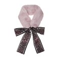 thumbnail image 1 of INSPIRE CHIC Women's Leopard Ribbons Faux Fur Wrap Collar Scarf Plush Neck Scarves Pink, 1 of 5