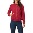 thumbnail image 1 of INSPIRE CHIC Women's Lightweight Stand Collar Zip up Biker Moto Jacket M Red, 1 of 6
