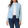 thumbnail image 1 of INSPIRE CHIC Women's Lightweight Stand Collar Zip up Biker Moto Jacket M Sky Blue, 1 of 9