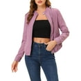thumbnail image 1 of INSPIRE CHIC Women's Lightweight Stand Collar Zip up Biker Moto Jacket S Dark Pink, 1 of 8