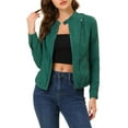 thumbnail image 1 of INSPIRE CHIC Women's Lightweight Stand Collar Zip up Biker Moto Jacket S Lake Green, 1 of 8