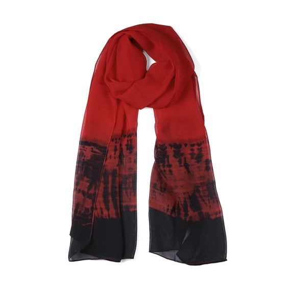 INSPIRE CHIC Women's Long Chiffon Lightweight Gradient Color Scarf Red