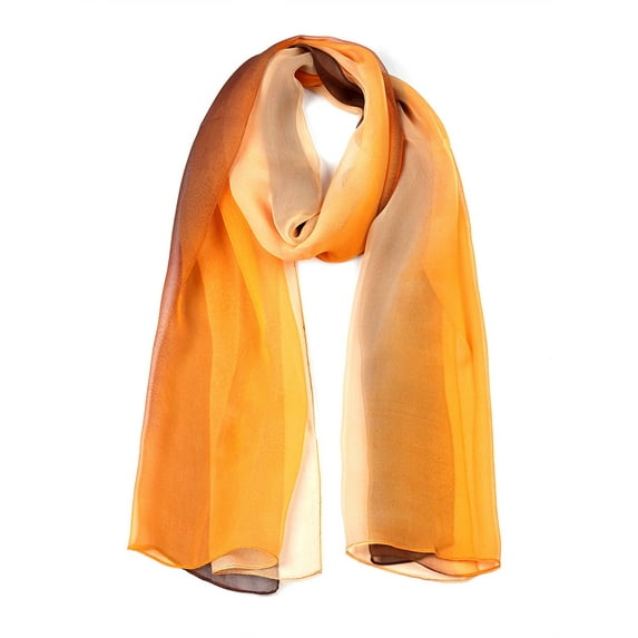 INSPIRE CHIC Women's Scarf Chiffon Silky Gradient Color Lightweight Long Wrap Shawl Coffee Orange