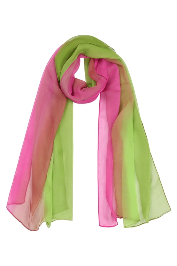 Women's Scarf Chiffon Silky Gradient Color Lightweight Long Wrap Shawl Rose Light Green