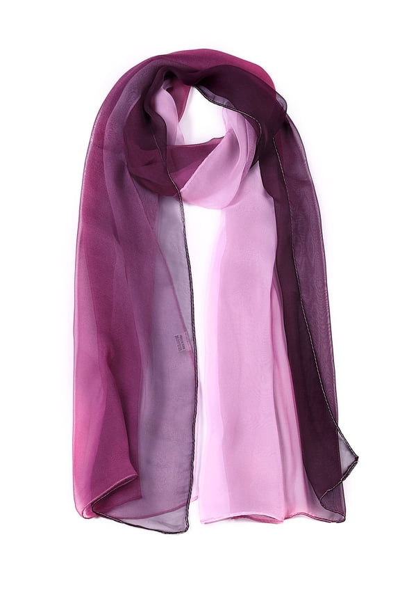 Women's Back to School Scarf Chiffon Silky Gradient Color Lightweight Long Wrap Shawl Purple
